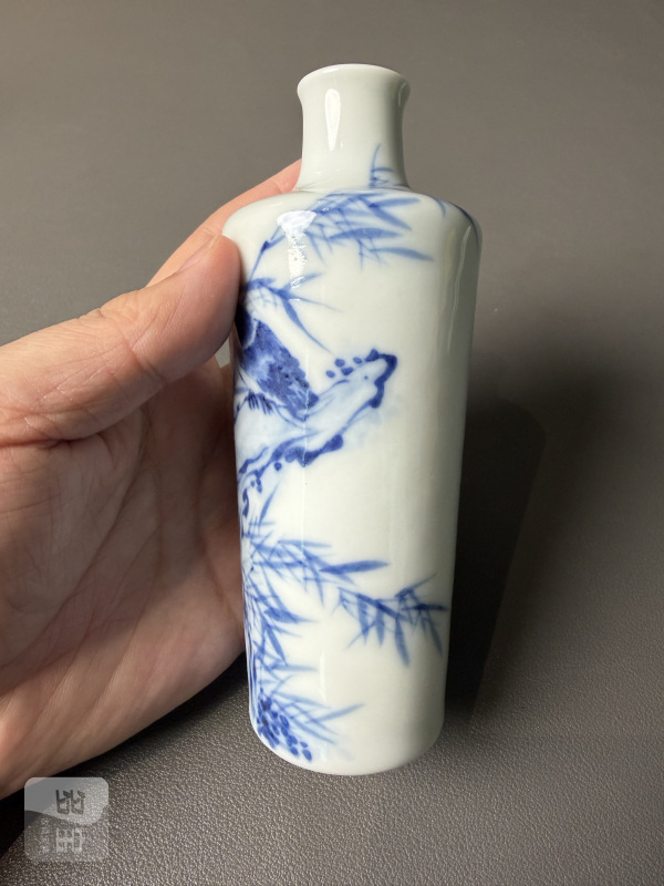 民国 王步风格青花花鸟图瓶两件 - 图14